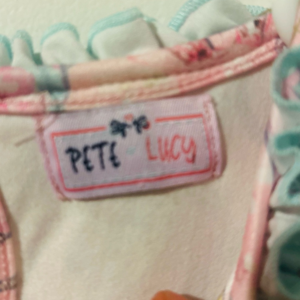 Pete + Lucy Cherry Blossom Tea Party Dress Pink & Blue Ruffle Dress, Size 6 - Picture 11 of 12